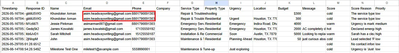 sync leads to my crm automatically - duplicate rows before the fix