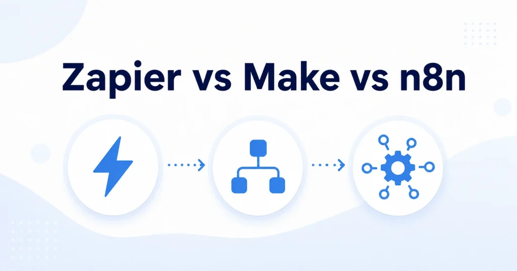 Zapier vs Make vs n8n comparison featured image